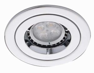 Polished chrome iCage 90-minute fire rated fixed mini down light GU10