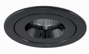 Black chrome iCage 90-minute fire rated bathroom shower down light IP65