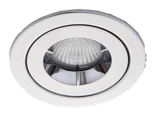 Polished chrome iCage 90-minute fire rated bathroom shower down light IP65