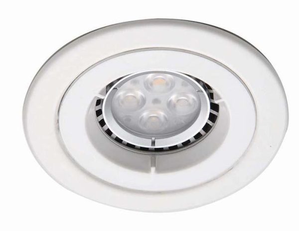 Matt white iCage 90-minute fire rated fixed mini downlight GU10