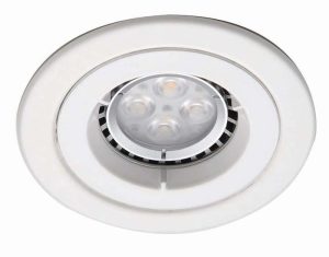 Gloss white iCage 90-minute fire rated fixed mini downlight GU10