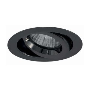 Black chrome iCage 90-minute fire rated mini tilt down light GU10.