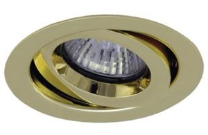 Polished brass iCage 90-minute fire rated mini tilt down light GU10