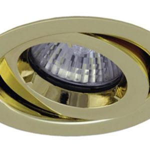 Polished brass iCage 90-minute fire rated mini tilt down light GU10
