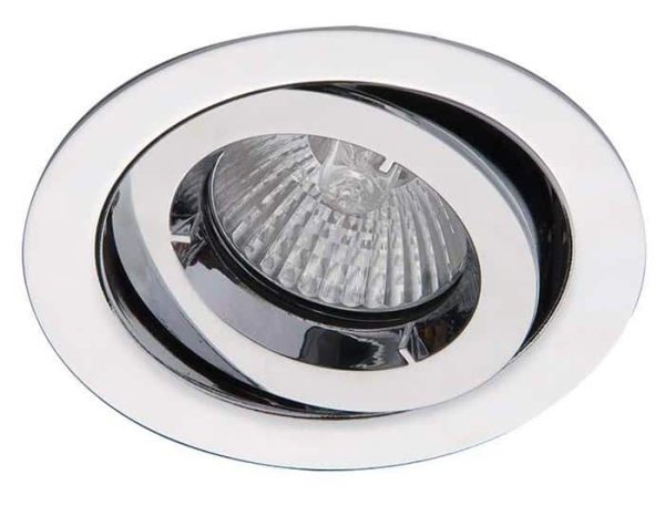 Polished chrome iCage 90-minute fire rated mini tilt down light GU10