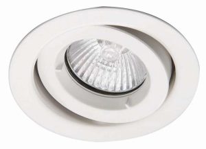 Matt white iCage 90-minute fire rated mini tilt down light GU10