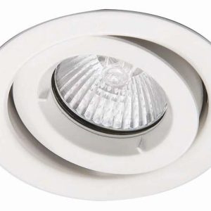 Matt white iCage 90-minute fire rated mini tilt down light GU10