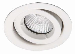 Gloss white iCage 90-minute fire rated mini tilt down light GU10