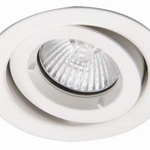 Gloss white iCage 90-minute fire rated mini tilt down light GU10