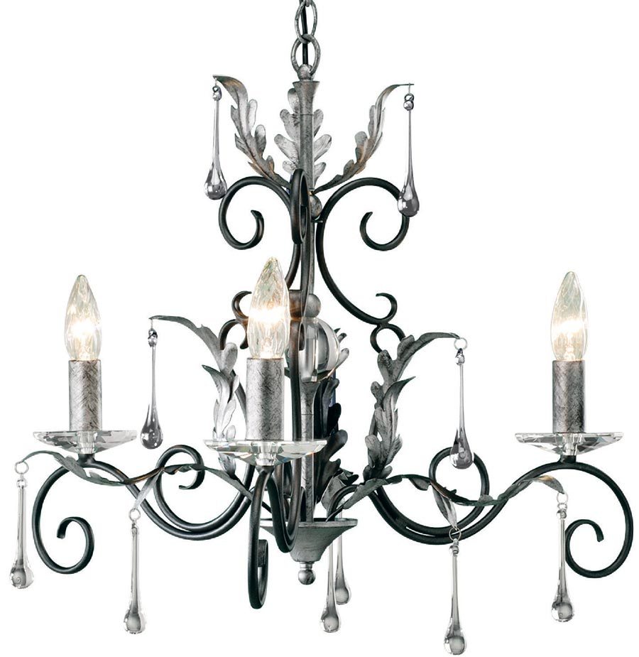 Amarilli Black And Silver 3 Light Chandelier UK Made