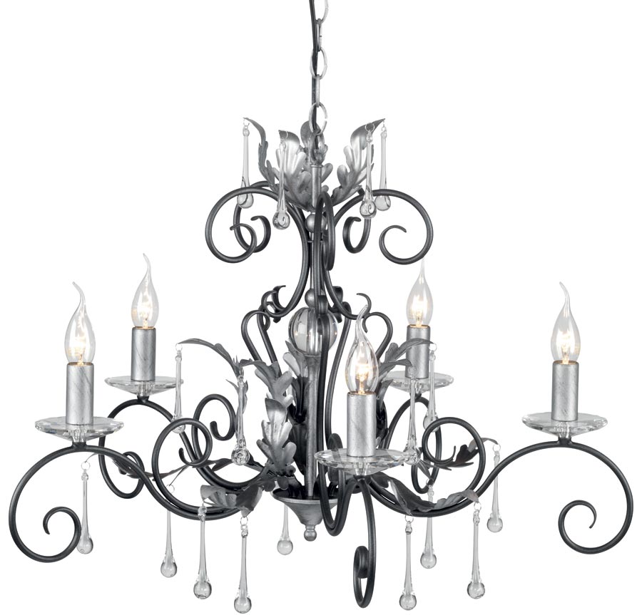 Amarilli Black And Silver 5 Light Chandelier UK Made