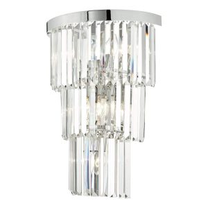 Angel crystal 6 lamp Art Deco wall light in polished chrome on white background