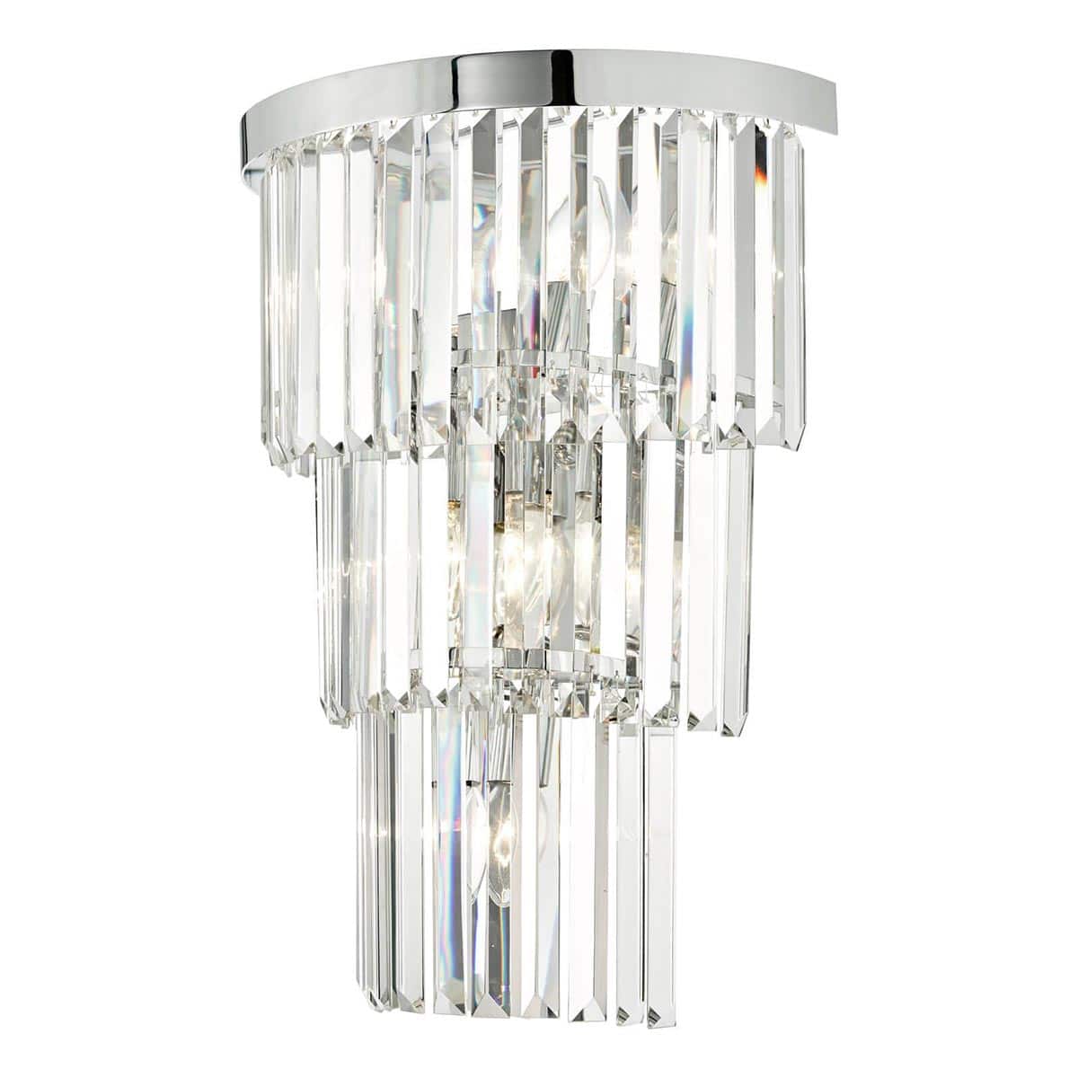 Dar Angel Crystal 6 Lamp Art Deco Wall Light Polished Chrome