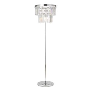 Angel crystal 6 light Art Deco floor lamp in polished chrome on white background