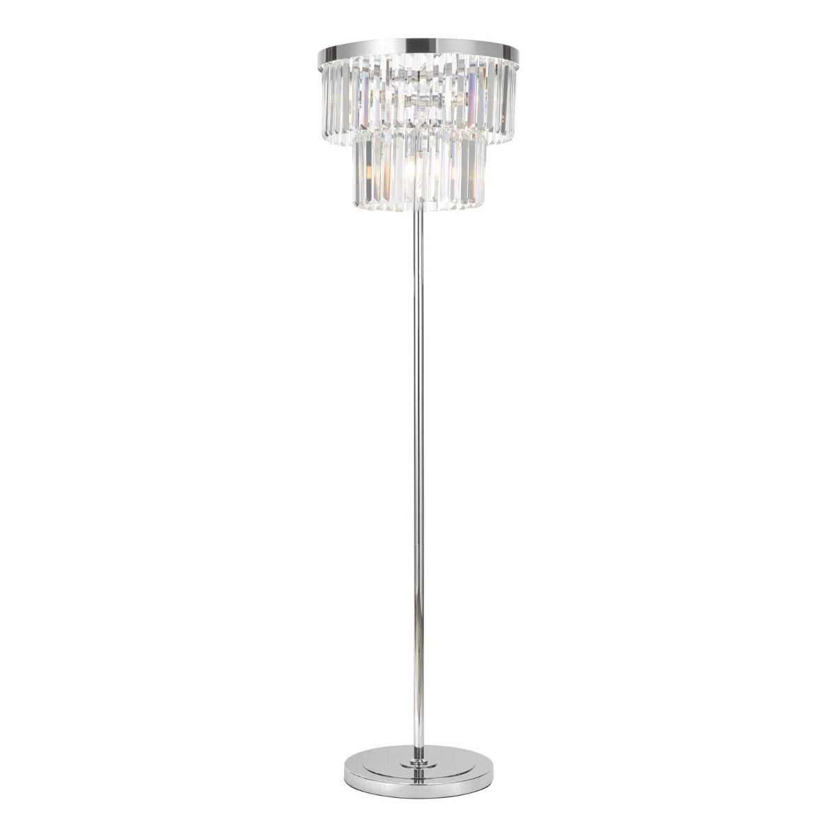 Dar Angel Crystal 6 Light Art Deco Floor Lamp Polished Chrome