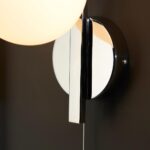 Angle Modern Switched Bathroom Wall Light Polished Chrome Opal Glass