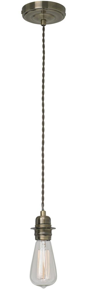 Braided Flex Pendant Suspension Set Antique Brass ES Lamp Holder