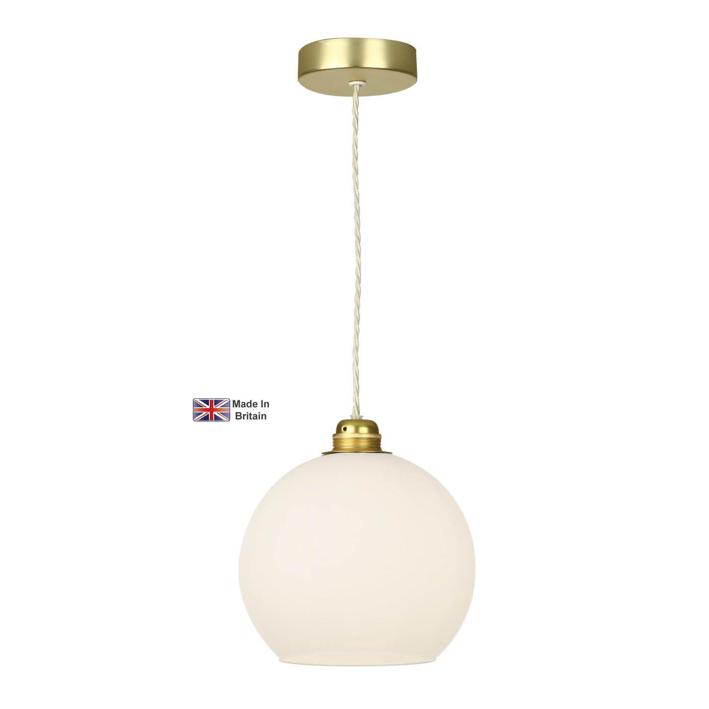 Apollo 1 Light Pendant Solid Butter Brass Opal Glass Shade