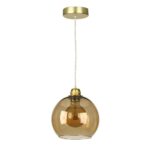 Apollo 1 Light Pendant Solid Butter Brass Amber Glass Shade