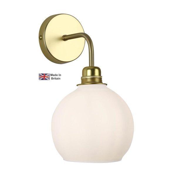 Apollo Single Wall Light Solid Butter Brass Opal Glass Shade