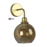 Apollo Single Wall Light Solid Butter Brass Amber Glass Shade