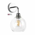 Apollo Single Wall Light Polished Chrome Clear Glass Shade