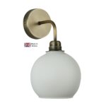 Apollo Single Wall Light Solid Antique Brass Opal Glass Shade