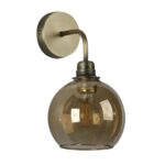 Apollo Single Wall Light Solid Antique Brass Amber Glass