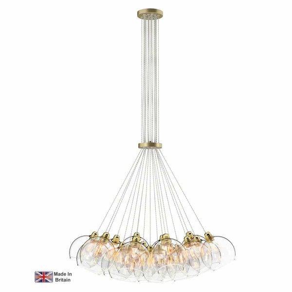 Apollo 19 Light Large Cluster Pendant Butter Brass Clear Glass