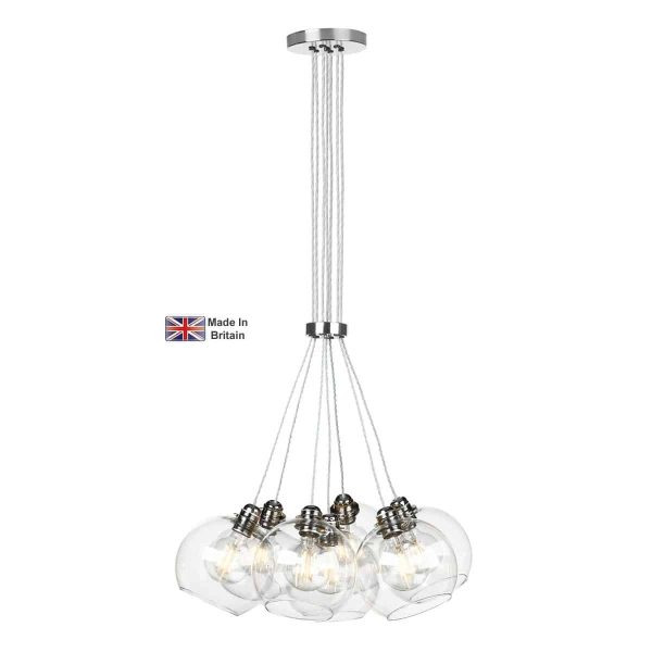 Apollo 7 Light Cluster Pendant Polished Chrome Clear Glass