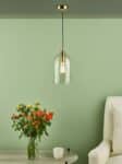 Dar Archie 1 Light Kitchen Pendant Satin Bronze Clear Glass
