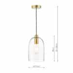 Dar Archie 1 Light Kitchen Pendant Satin Bronze Clear Glass