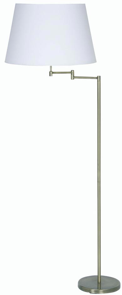 Armada Antique Brass Swing Arm Floor Lamp Cotton Shade Choice