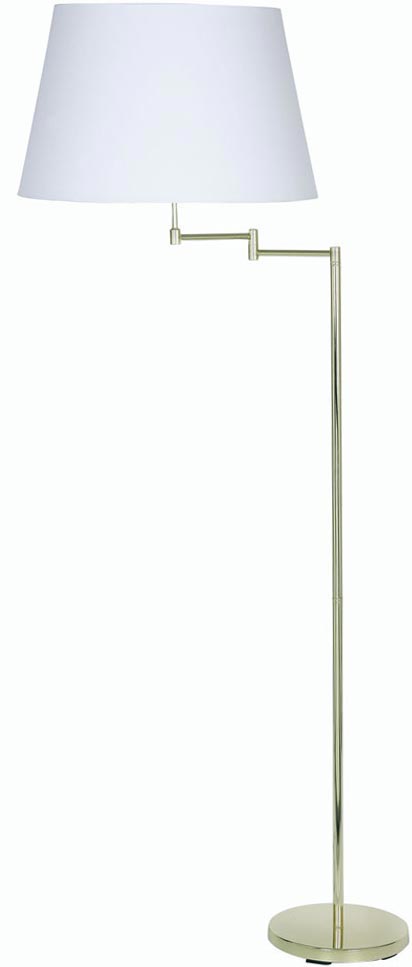 Armada Polished Brass Swing Arm Floor Lamp Cotton Shade Choice