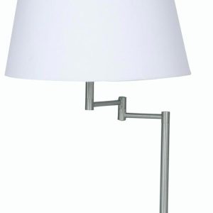 Armada Antique Chrome Swing Arm Table Lamp Cotton Shade Choice