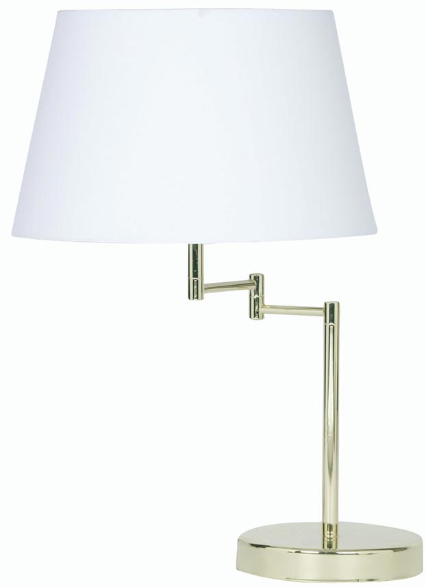 Armada Polished Brass Swing Arm Table Lamp Cotton Shade Choice