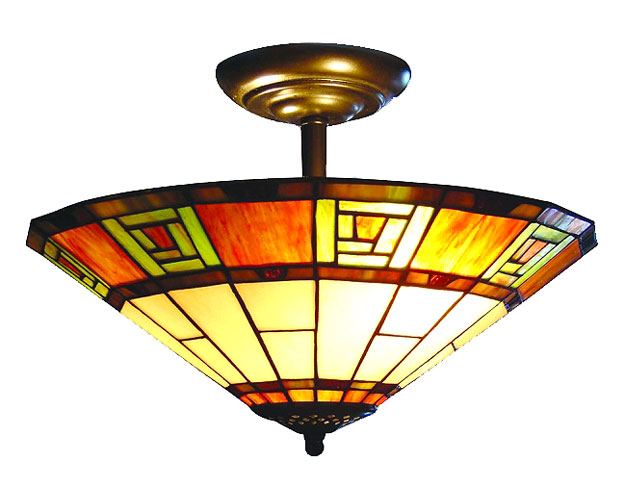 Fireglo Art Deco Style Semi Flush Tiffany Light
