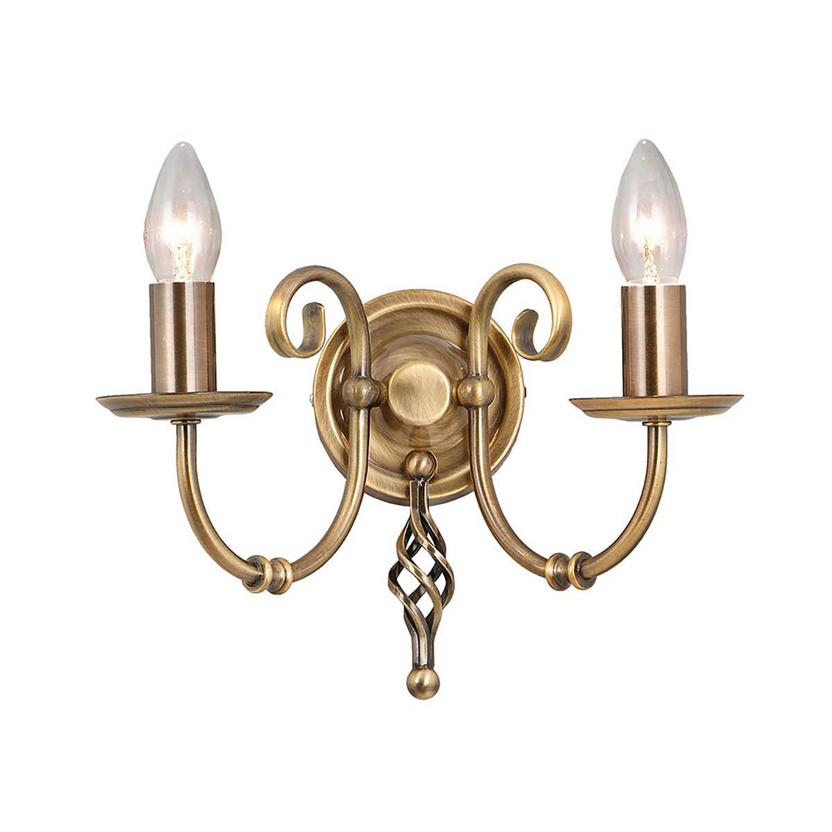 Elstead Artisan 2 Arm Twin Wall Light Aged Brass Forged Ironwork