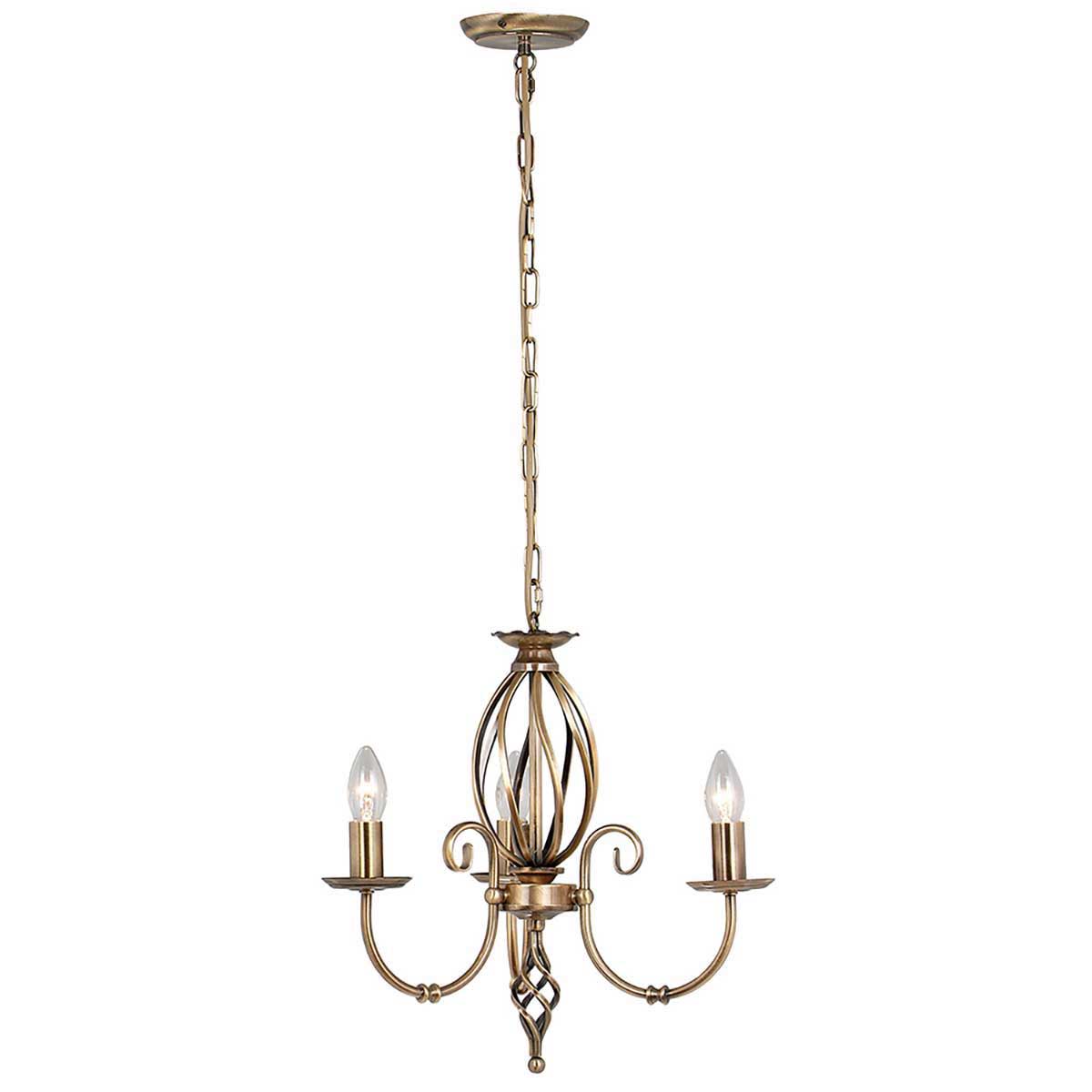 Elstead Artisan 3 Light Dual Mount Chandelier Aged Brass Ironwork