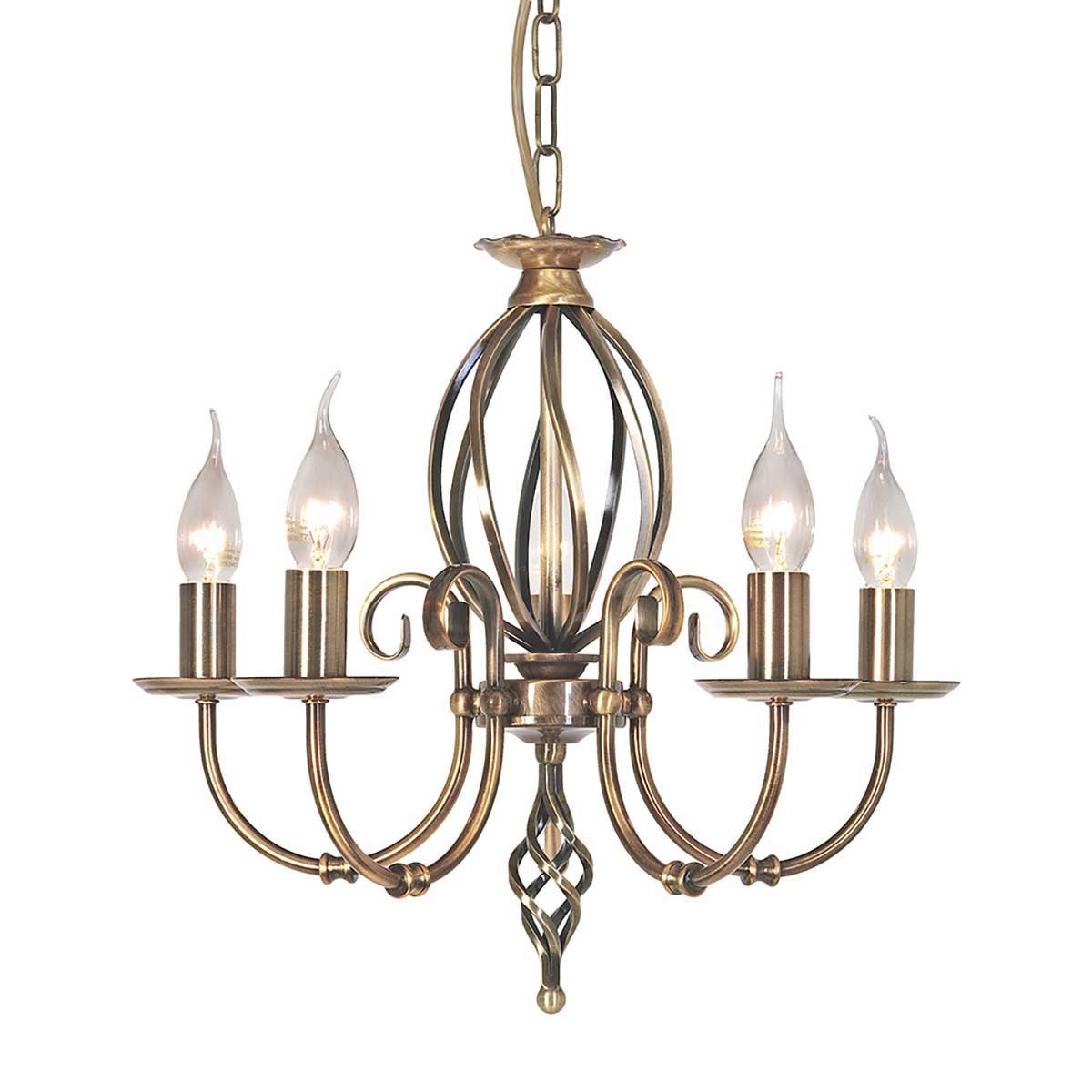 Elstead Artisan 5 Light Dual Mount Chandelier Aged Brass Ironwork