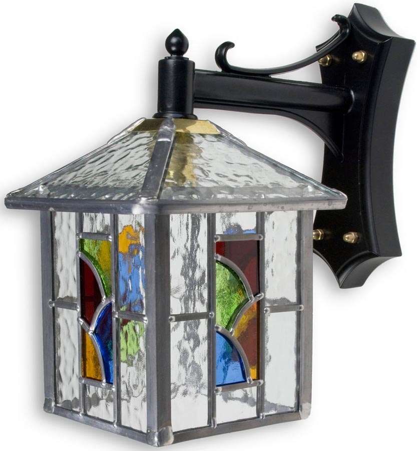 Aspen Traditional Multi Coloured Leaded Glass Outdoor Wall Lantern