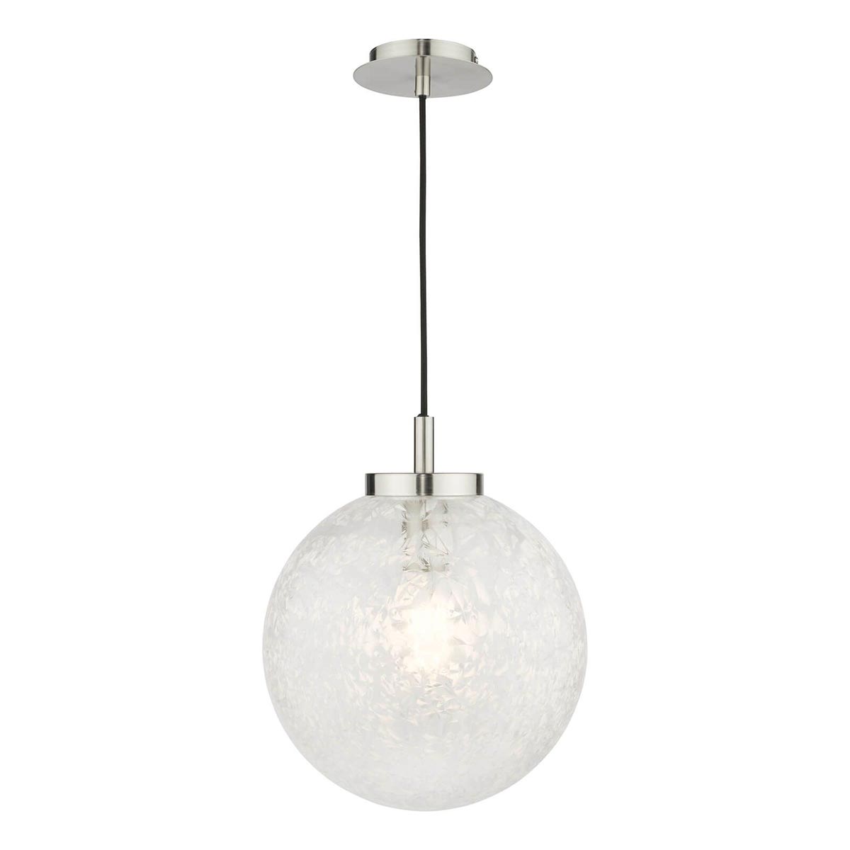 Dar Avari 1 Light Ceiling Pendant Satin Nickel Glue Chip Glass