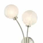 Dar Avari Switched Twin Wall Light Satin Nickel Glue Chip Glass