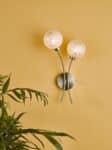 Dar Avari Switched Twin Wall Light Satin Nickel Glue Chip Glass