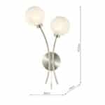 Dar Avari Switched Twin Wall Light Satin Nickel Glue Chip Glass