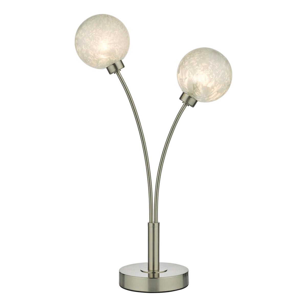 Dar Avari Modern 2 Light Table Lamp Satin Nickel Glue Chip Glass