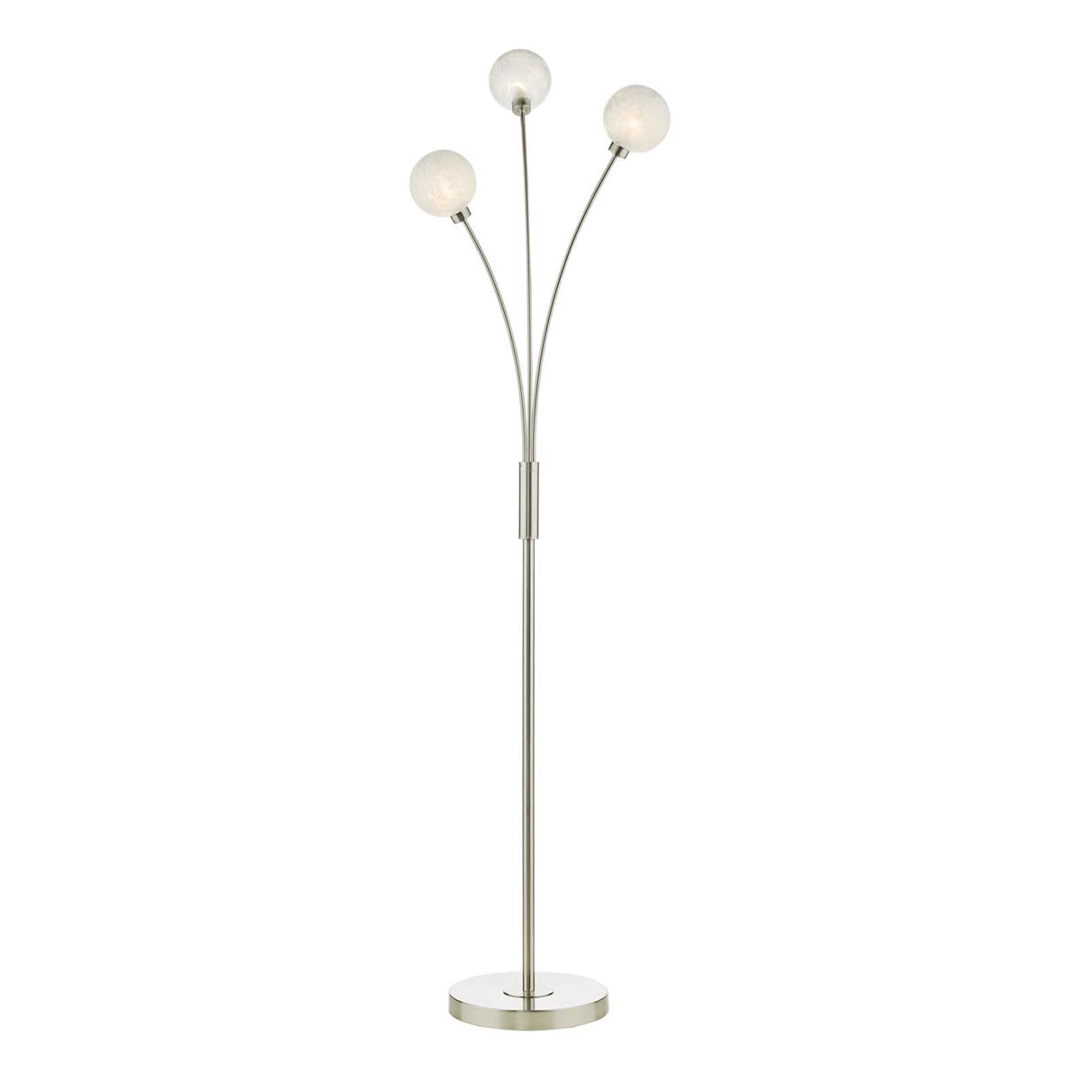 Dar Avari Modern 3 Light Floor Lamp Satin Nickel Glue Chip Glass