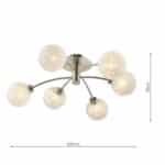 Dar Avari 6 Light Semi Flush Low Ceiling Light Satin Nickel