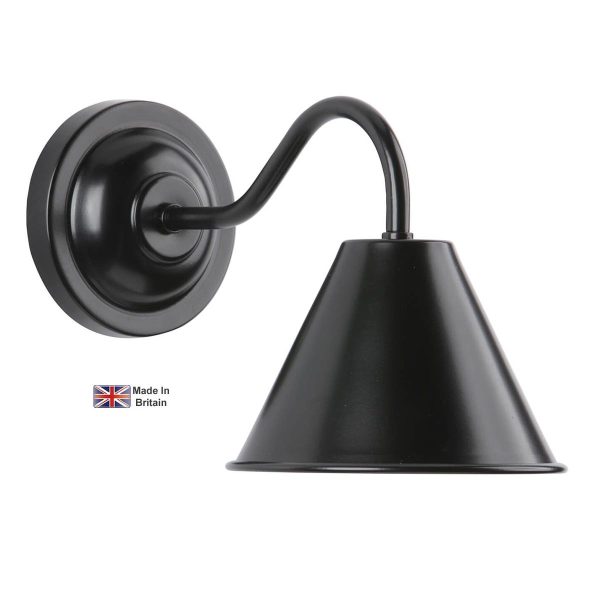 Avon classic single satin black bathroom wall light on white background