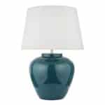 Dar Ayla 1 Light Teal Ceramic Table Lamp With White Shade